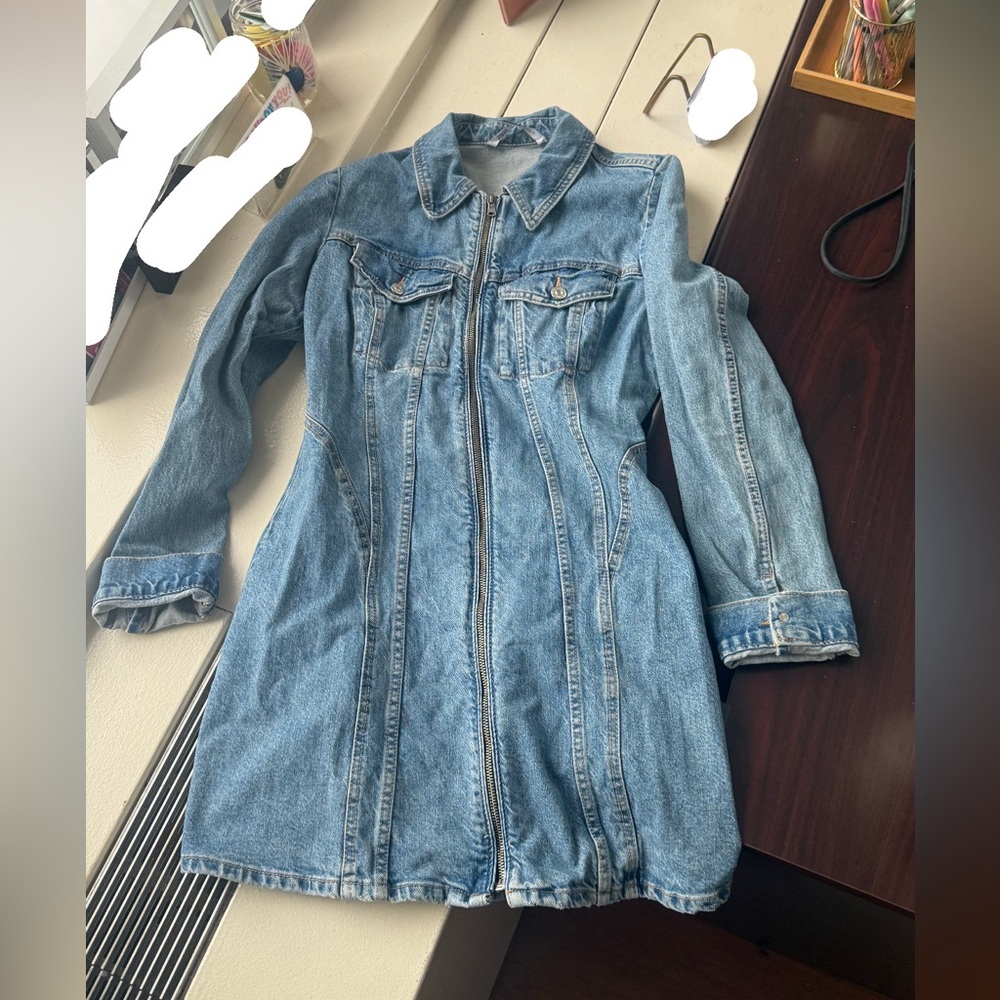 Zara Blue Denim Longline Dress